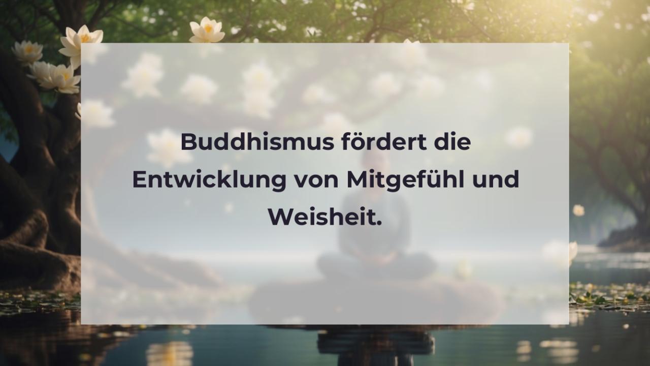Buddhismus fördert die Entwicklung von Mitgefühl und Weisheit.